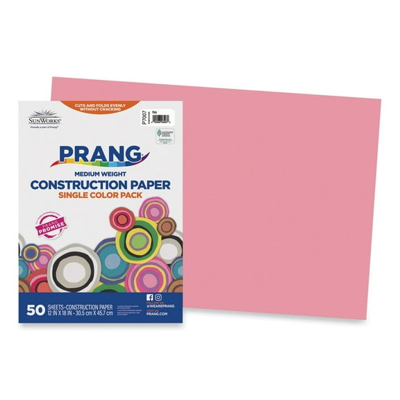 SunWorks, PAC7007, Construction Paper, 50 / Pack, Pink