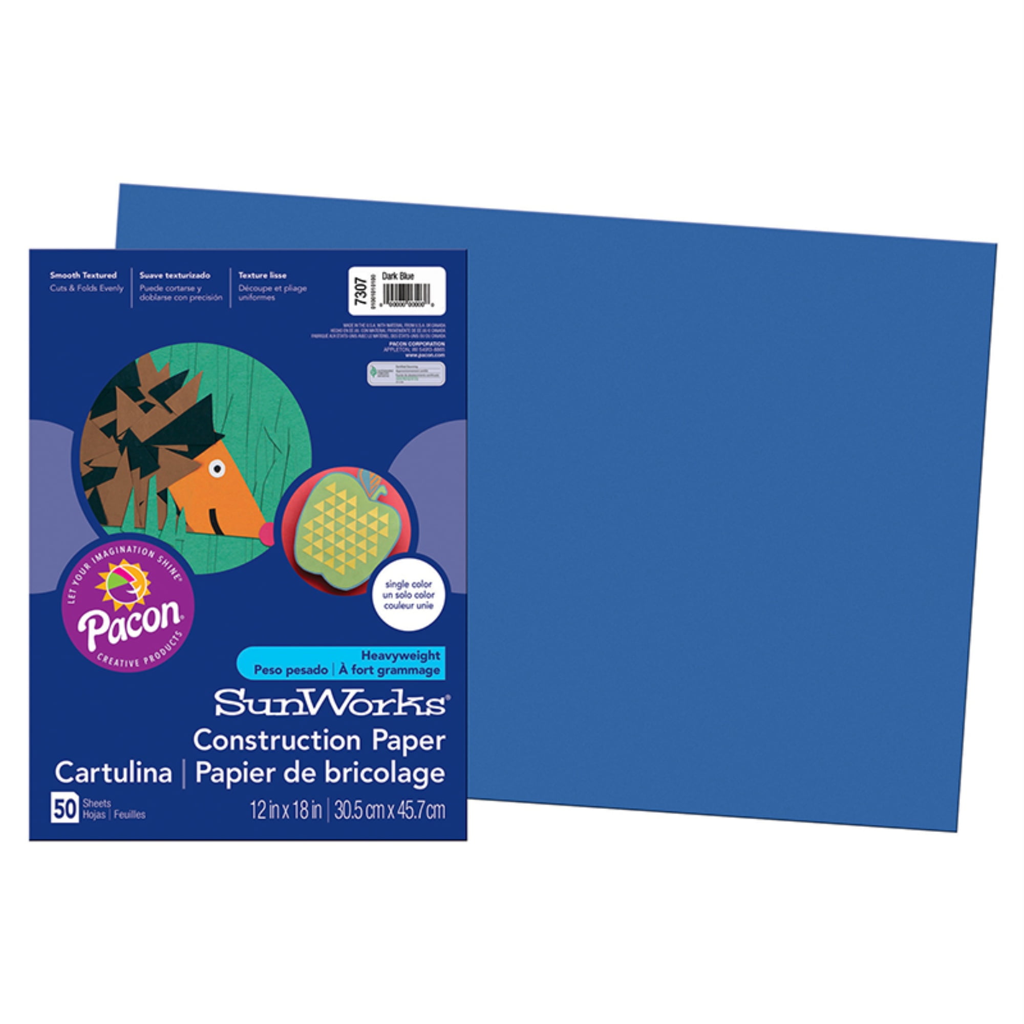 SunWorks, PAC7307, Construction Paper, 50 / Pack, Dark Blue