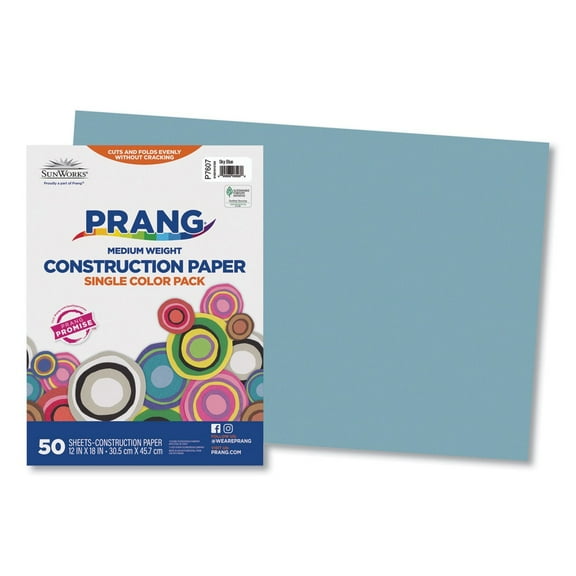 SunWorks, PAC7607, Construction Paper, 50 / Pack, Sky Blue