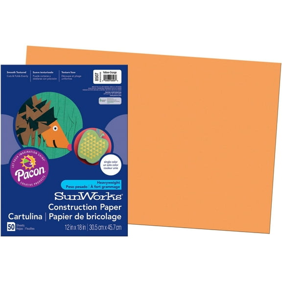 SunWorks, PAC8507, Construction Paper, 50 / Pack, Yellow-orange
