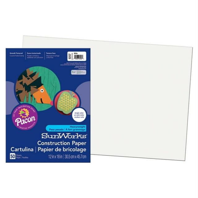 SunWorks, PAC9207, Construction Paper, 50 / Pack, White