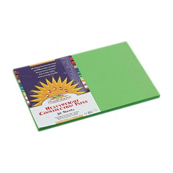 SunWorks, PAC9607, Construction Paper, 50 / Pack, Brite Green