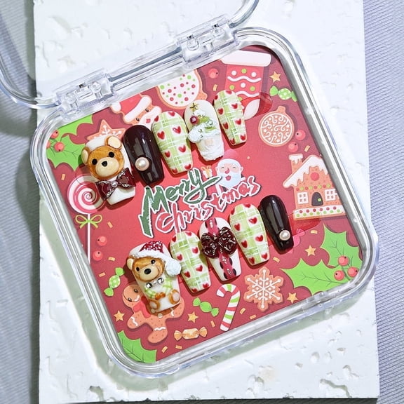 Sunail BALERINA Starry Christmas Night,size M,Handmade nail art,Press On Nails for Women Ladies Girls