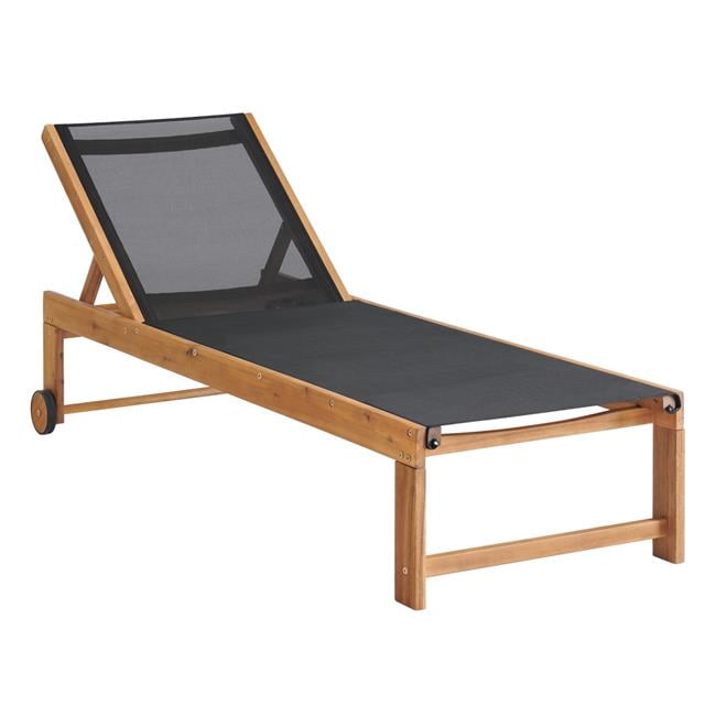 Sunapee Adjustable Acacia Wood Outdoor Chaise Lounger with Mesh Seating