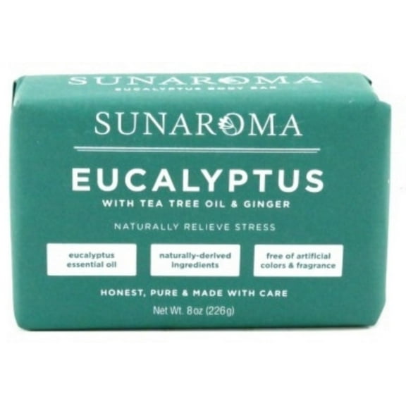 Sunaroma, Eucalyptus With Tea Tree Oil & Ginger Soap Bar 8 oz - (Pack of 3)
