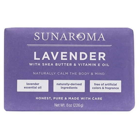 Sunaroma, Lavender With Shea Butter & Vitamin E Oil Soap Bar 8 oz - (Pack of 2)
