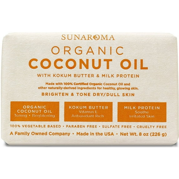 Sunaroma Organic Coconut Oil Soap 8 oz - (Pack of 3)
