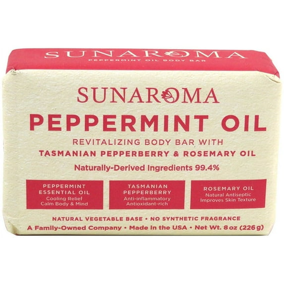 Sunaroma Organic Peppermint Oil Soap 8 oz - (Pack of 4)