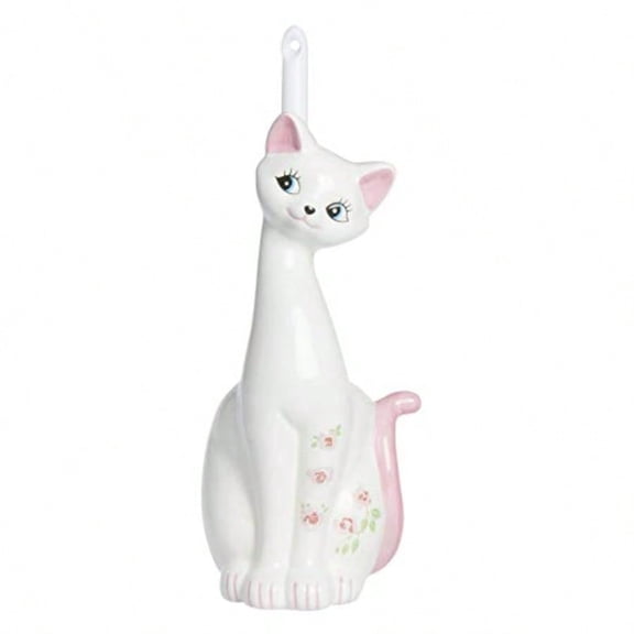 Sunart SAN1708 Cute Miscellaneous Goods Lovely Py Cat Toilet Brush Stand with Toilet Brush 5.1 inches 13 cm Width Pink