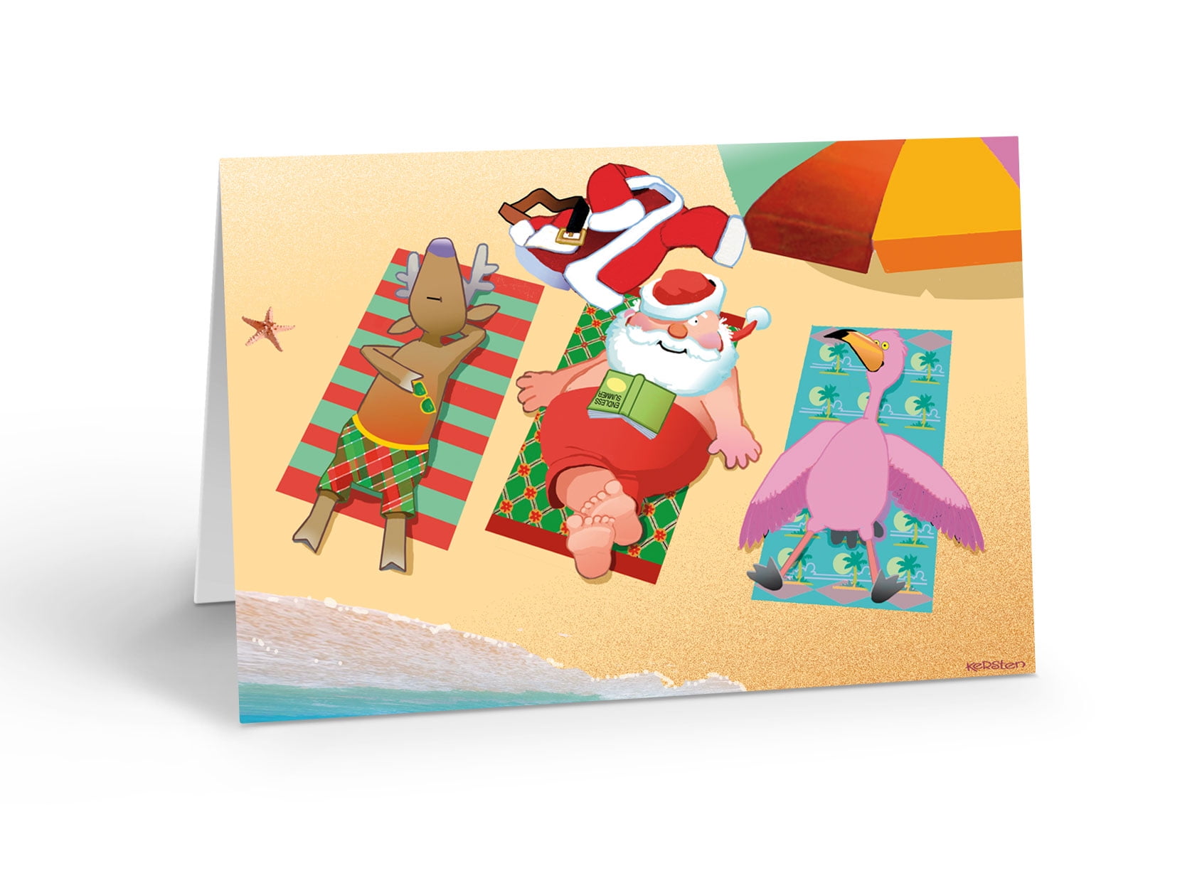 STONEHOUSE COLLECTION Sunbathing Santa & Flamingo - 18 Funny Christmas Cards & Envelopes - 30089