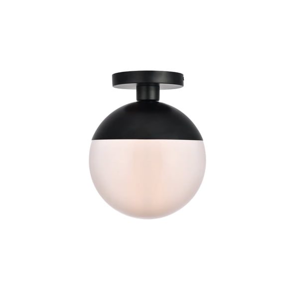 Sunbeam 1 Light Flush Mount in Black and frosted white