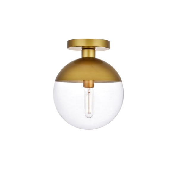 Sunbeam 1 Light Flush Mount in Brass and Clear