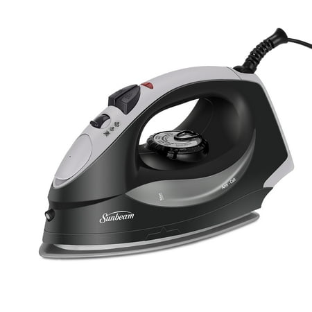 Sunbeam Classic Steam Iron, 1200 Watt, Nonstick Soleplate, Horizontal or Vertical Shot of Steam, Auto Shut-Off, Black/Grey