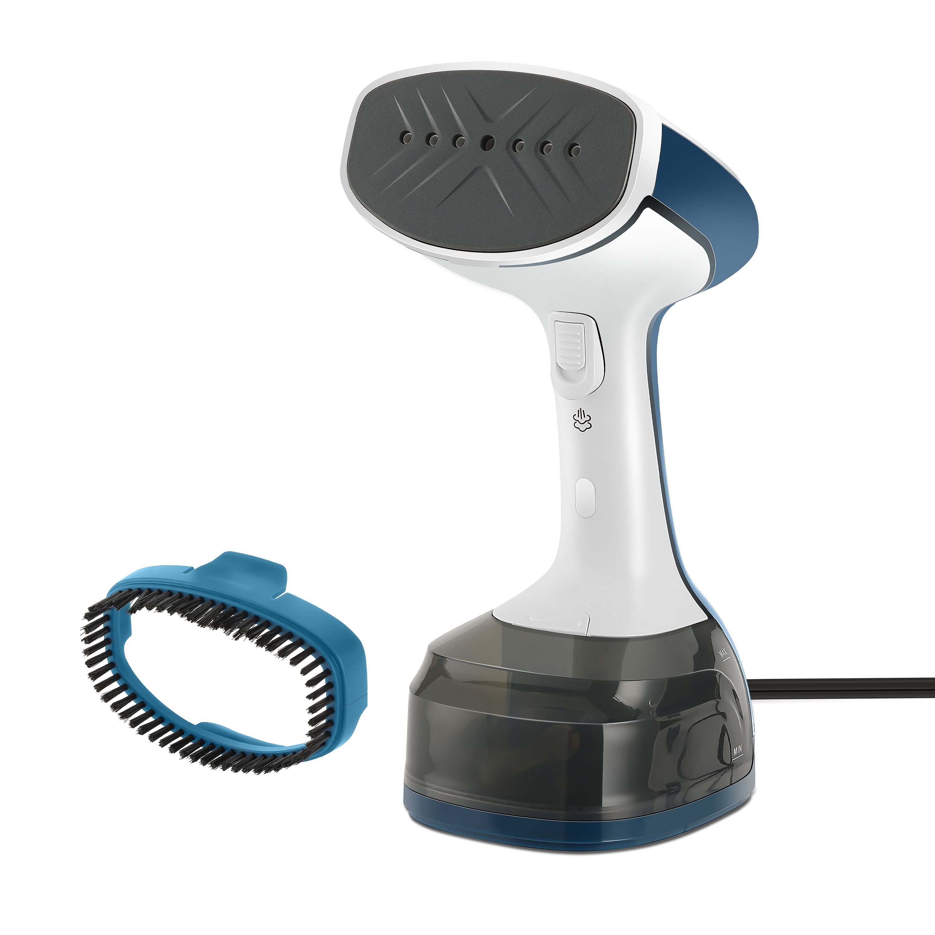 Sunbeam 1200W White and Blue Handheld Steamer with Bristle Brush Attachment