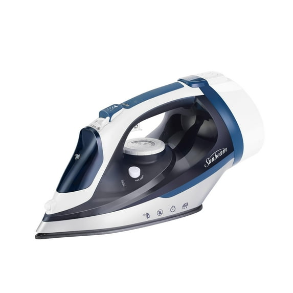 Sunbeam 1700W Steam Iron, Retractable Cord, Shot of Steam Feature, Blue and White Finish