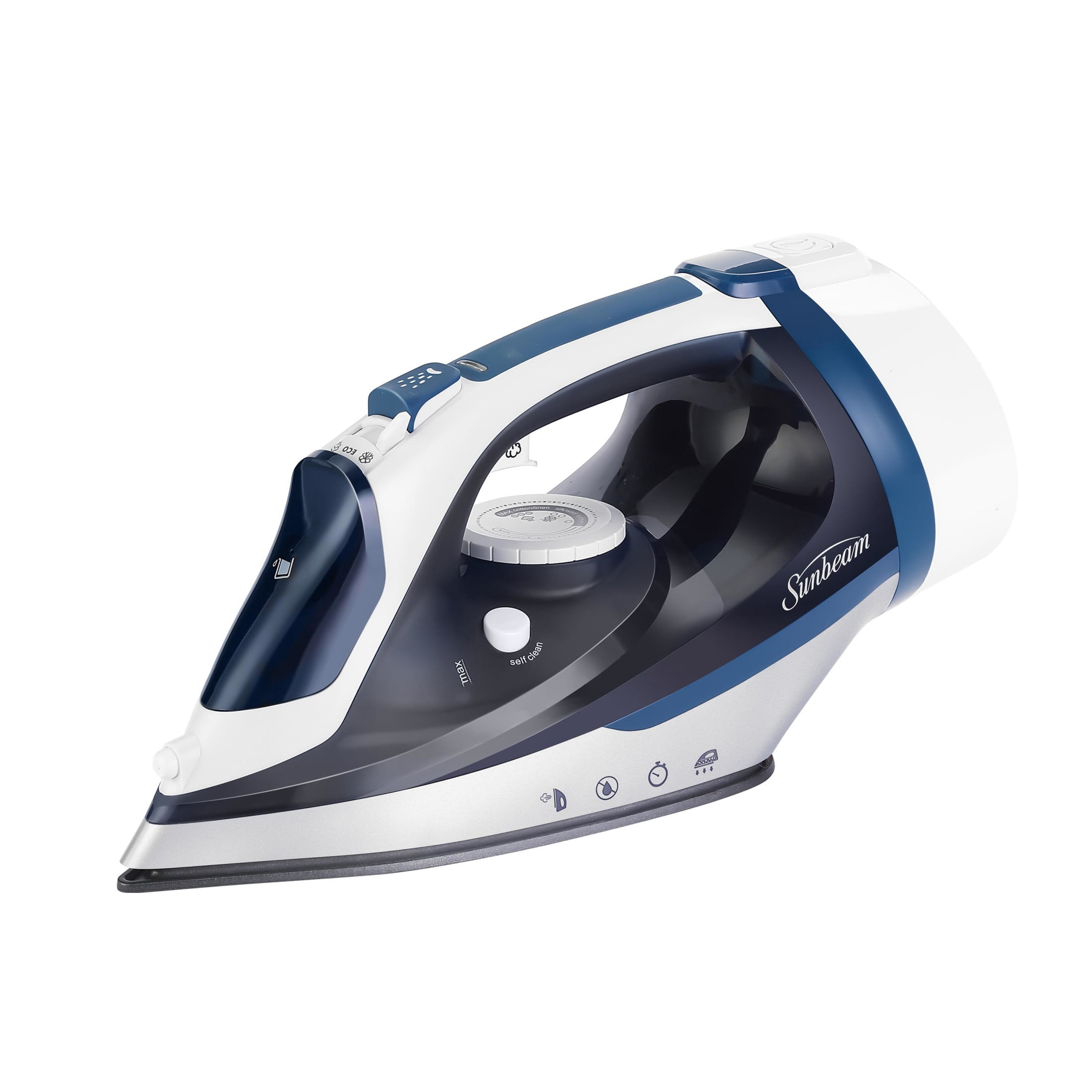 Sunbeam 1700W Steam Iron, Retractable Cord, Shot of Steam Feature, Blue and White Finish