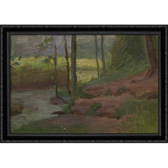 Sunbeam 40x28 Large Black Ornate Wood Framed Canvas Art by Goldstein Grigoriy