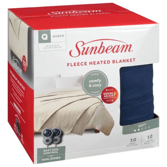 Sunbeam Blue Polyester Cordless Electric, Queen