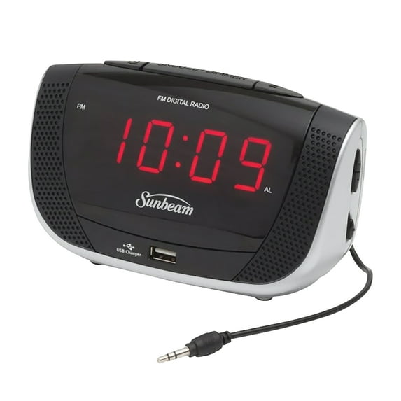 Sunbeam CR1006-005 Alarm Clock Radio with USB Cable