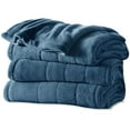 thumbnail image 1 of Sunbeam Channeled Microplush Electric Heated Warming Blanket Full Blue, 1 of 2