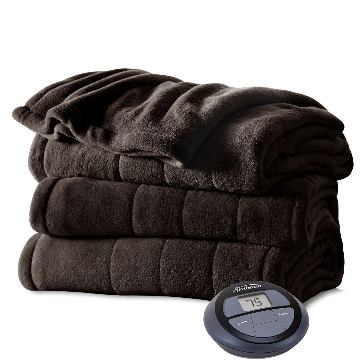 Pure Warmth Solid Flannel Electric Heated Warming Twin Blanket Navy