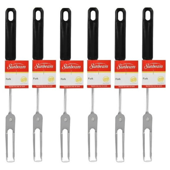 Sunbeam Chrome Fork Two Tines Hanging Hole Black, 6 Pack
