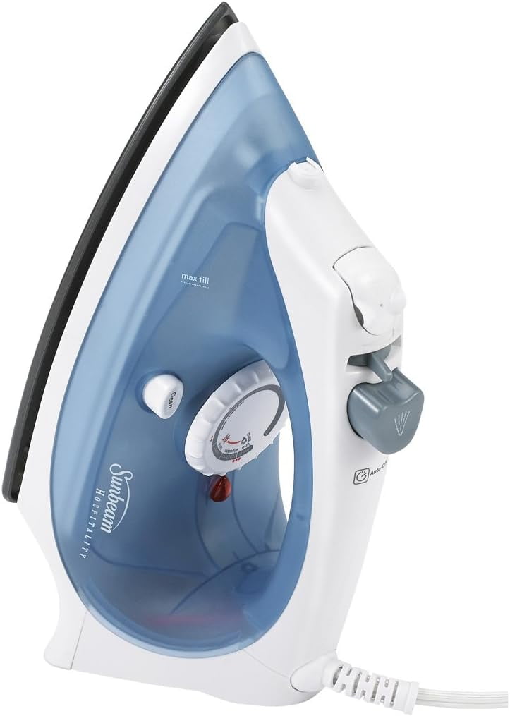 Sunbeam Compact Steam Iron, NonStick, SelfCleaning, Blue/White (Used