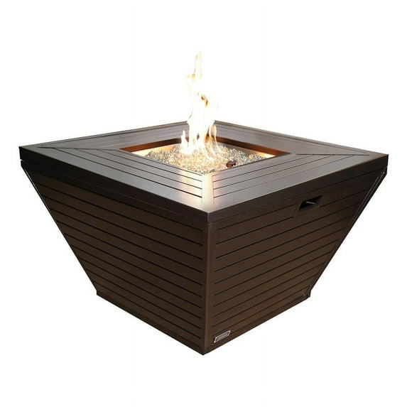 Sunbeam Contemporary Style Aluminum Fire Table in Brown Finish