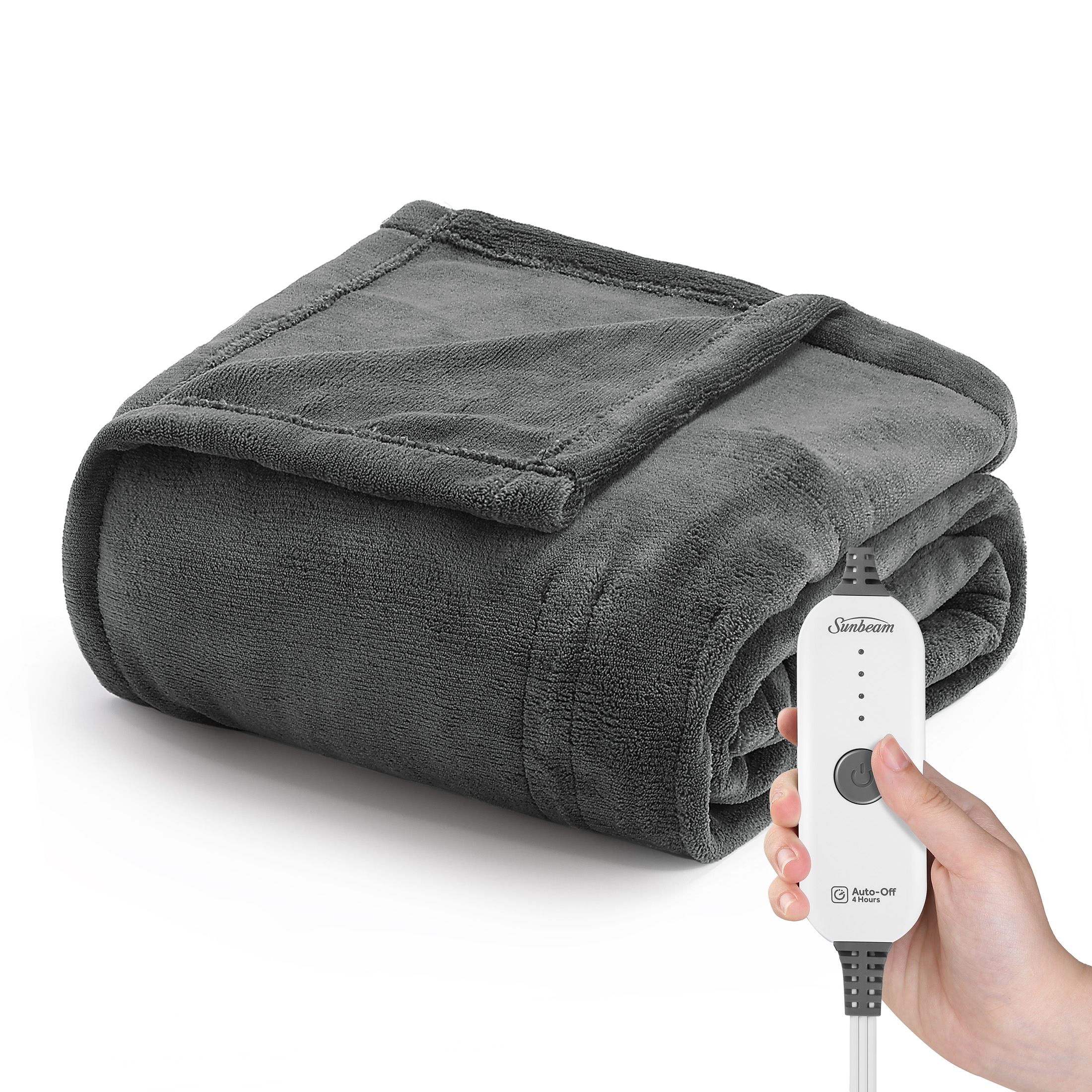 Sunbeam Electric Throw Blanket (50" x 60"), Navy Herringbone