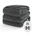 "Sunbeam Electric Heated Twin Blanket, Dark Shadow Nordic, 62""x84