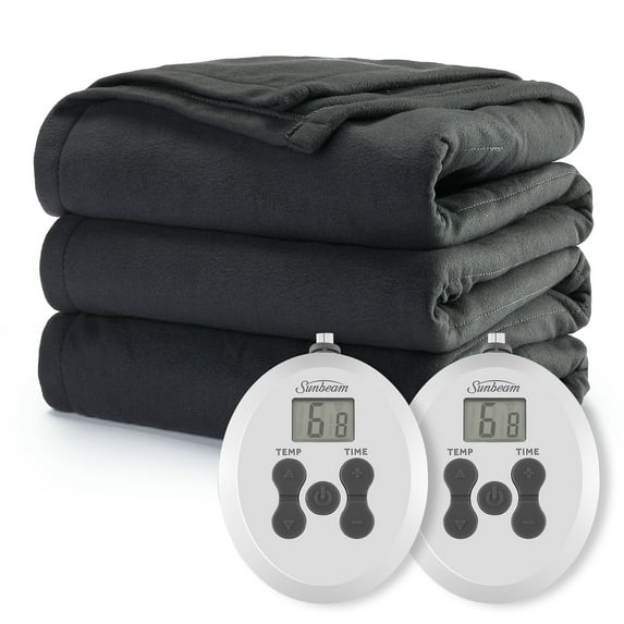 Sunbeam Dark Shadow Ultrafleece Heated Blanket - King