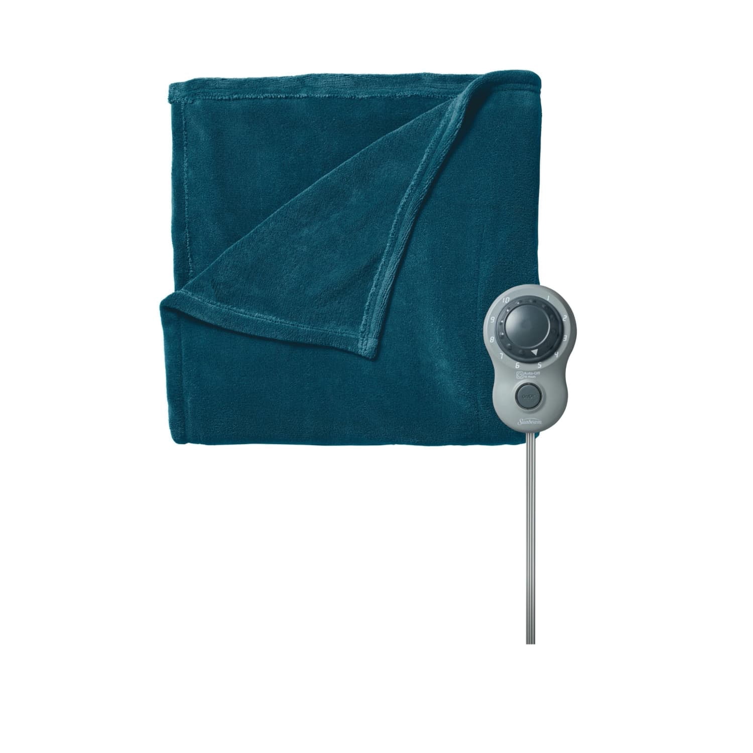 Sunbeam Microplush Heated Blanket, King (100" x 90"), Dial Controller with 10 Heat Settings, Legion Blue