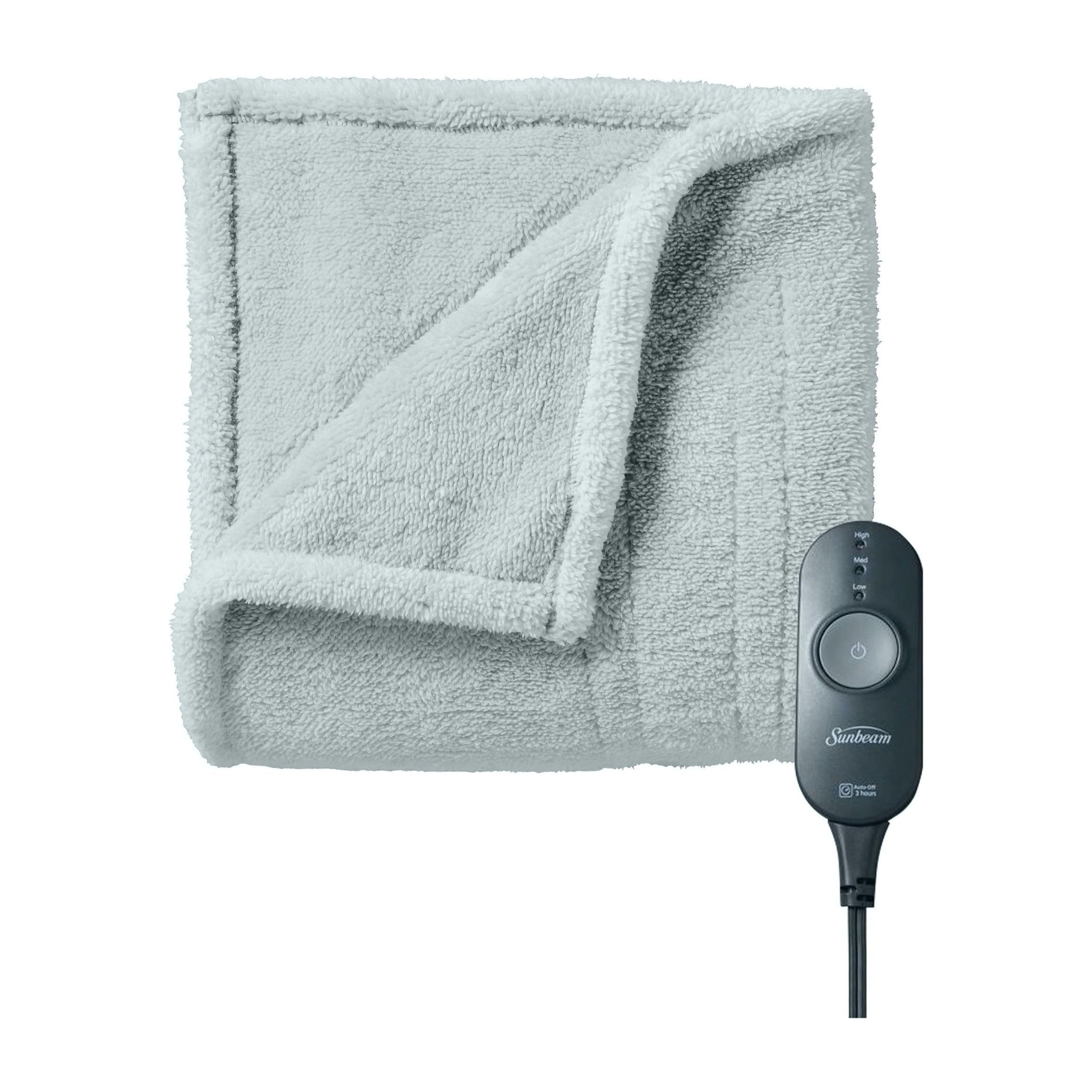 Sunbeam Electric Blanket Loftec Throw (50" x 60"), 3 Heat Levels, Gray Violet