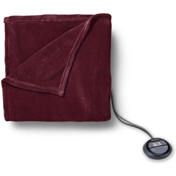 Sunbeam Electric Blanket, Queen, Garnet, Plush
