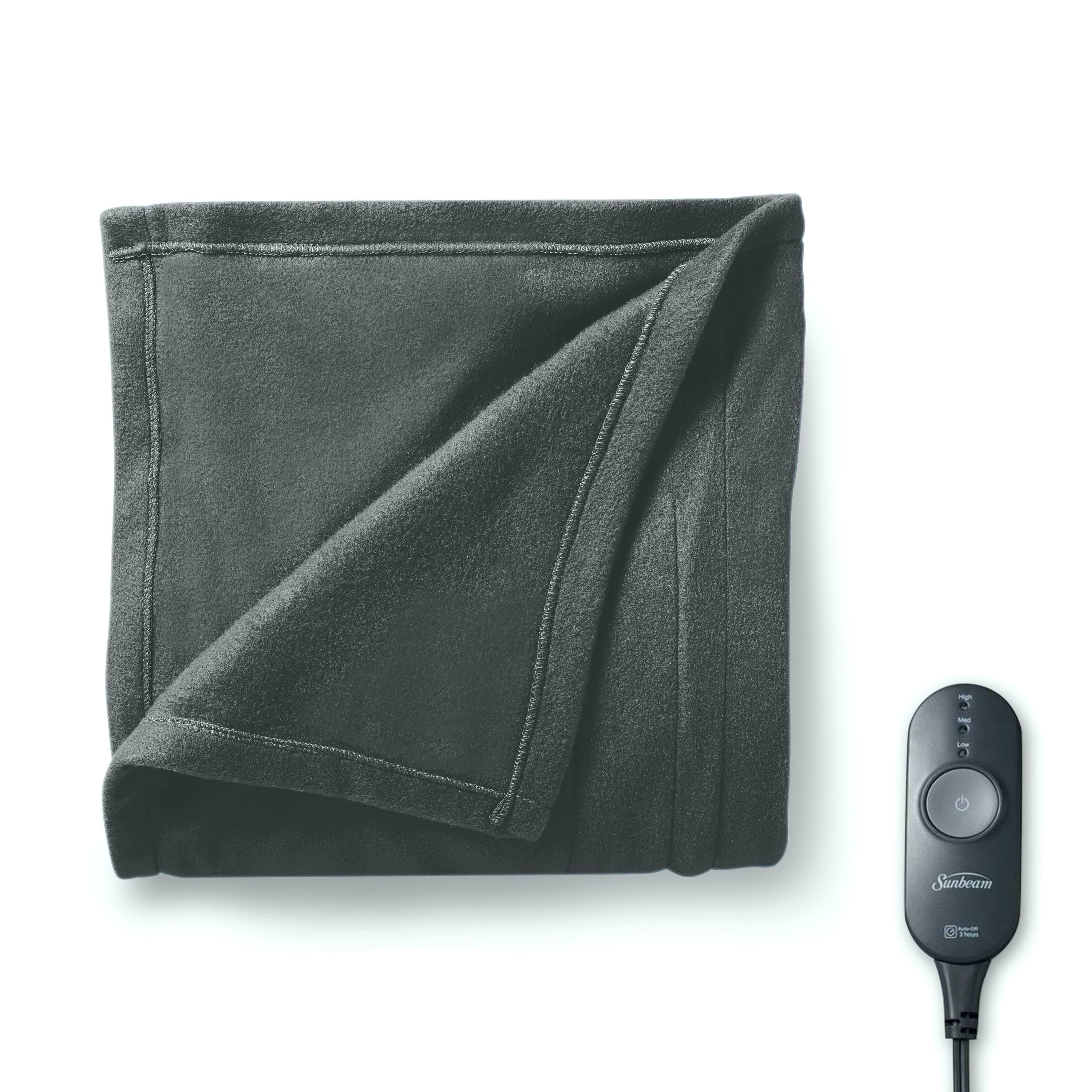 Sunbeam Electric Blanket Throw Fleece (50" x 60"), Gray
