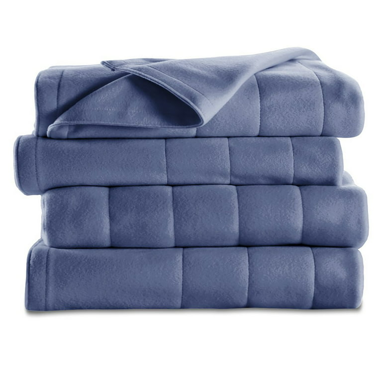 Sunbeam Electric Heated Fleece Blanket, Full, Newport Blue