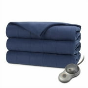 Sunbeam Electric Heated Fleece Blanket, Full, Newport Blue