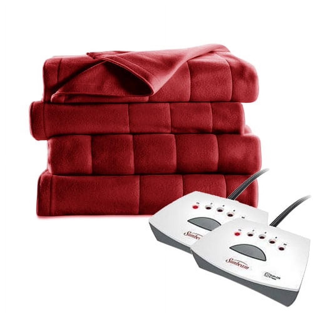 Sunbeam Electric Heated Fleece Blanket Royal Dreams, King Red - image 1 of 2