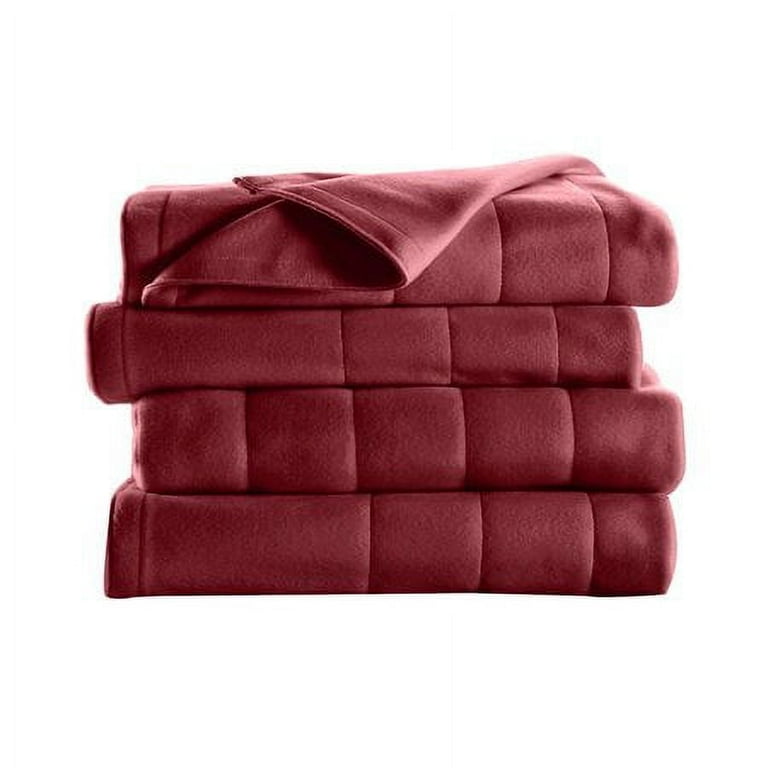 Sunbeam Cozy Electric Heated Fleece Blanket with Dual Push Button Controller Walmart