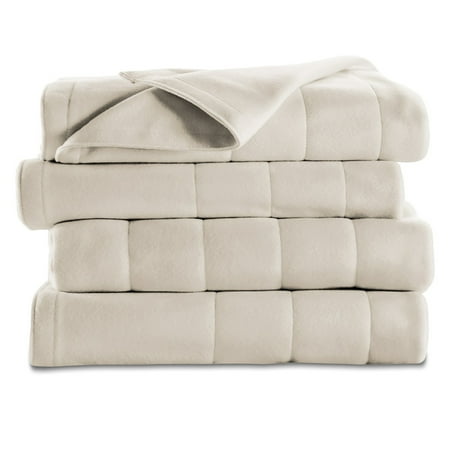 Sunbeam Electric Heated Fleece Channeled Blanket, Twin, Seashell