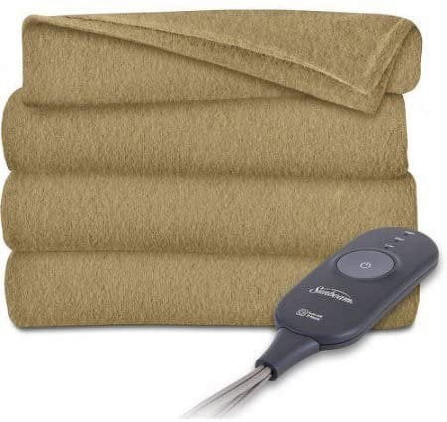 Sunbeam Electric Heated Fleece Throw Tan