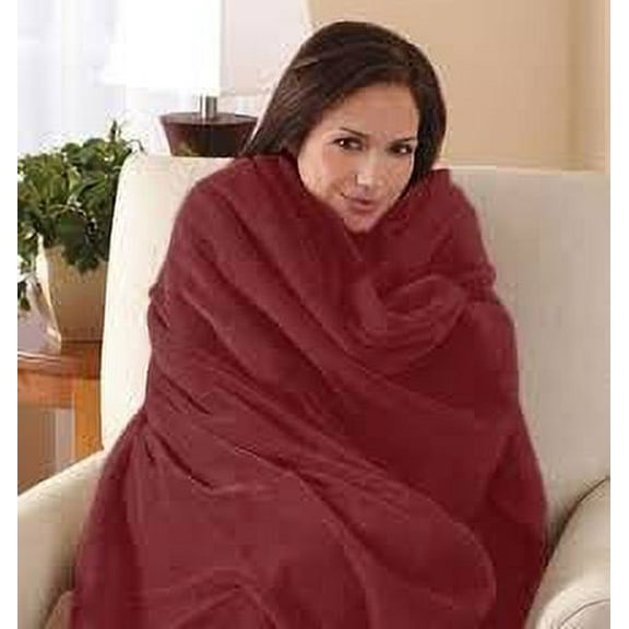 Sunbeam Electric Heated Throw Blanket Microplush Washable with 3-Heat Setting Auto-Off Controller, (Garnet Red)
