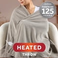 thumbnail image 1 of Sunbeam Electric Heated Throw Blanket Oversize Washed Stone Microplush 4 Heat Settings, 1 of 12