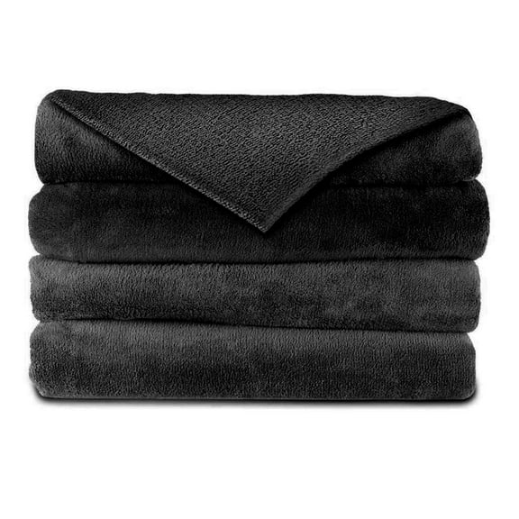 Sunbeam Electric Heated Velvet Plush Warming Throw Blanket Charcoal Gray DC-11