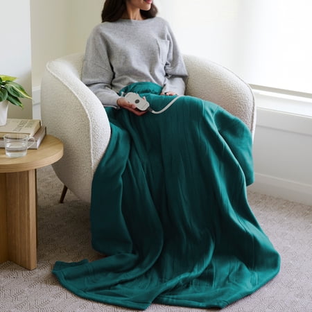 Sunbeam Emerald Nordic Premium Electric Heated Throw, 50" x 60, 4 Heat Settings, Fast Heating, 4-Hour Auto Shut-Off, Machine Washable, Warm, Cozy & Comfortable