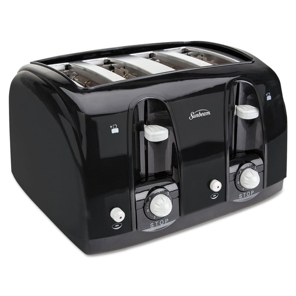 Black Wide Slot 4-Slice Toaster with Crumb Tray