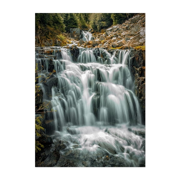 Sunbeam Falls Mt. Rainier National Park - Washington Photography Waterfall Nature Landscape Forest Scenic Wilderness Woodland Unframed Wall Art Print 12 x 16 inches