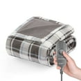 Sunbeam Fleece Electric Heated Throw Blanket, Gray and White Buffalo