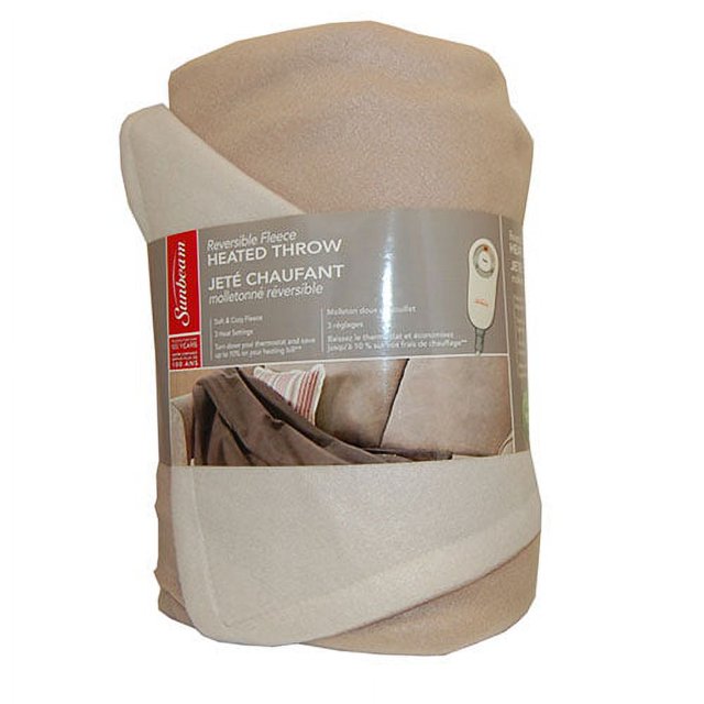 Sunbeam Fleece Electric Heated Throw Blanket Seashell Mushroom
