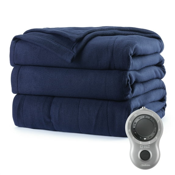 Sunbeam Fleece Poseidon Blue Electric Blanket, Twin